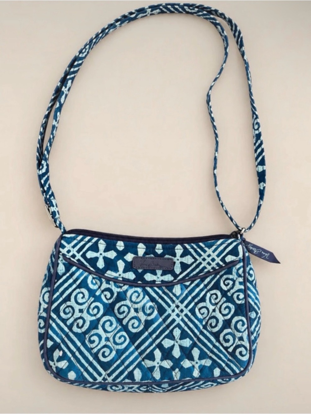 Vera Bradley Cuban Tiles Small Crossbody Bag Blue White Retired Quilted Purse